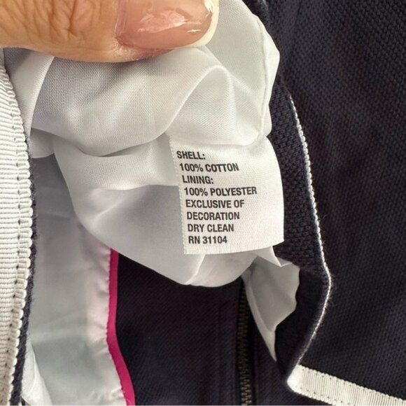 Crown & Ivy Navy White Trim Cropped Blazer Jacket NWT Size Small Preppy Chic - Picture 6 of 7